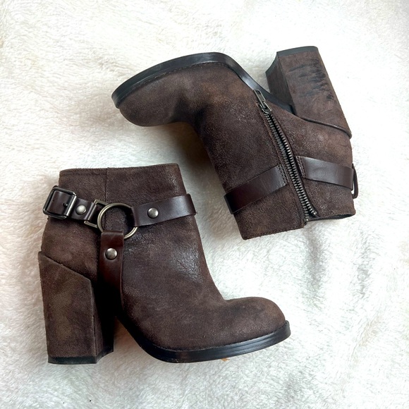 Ash Falcon Black Leather Moto Ankle Boots Harness Booties Womens 37 - Picture 1 of 7